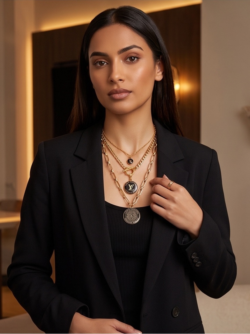 Unbranded Layered Gold Coin Pendant Necklace Set of 3 - Women Jewelry